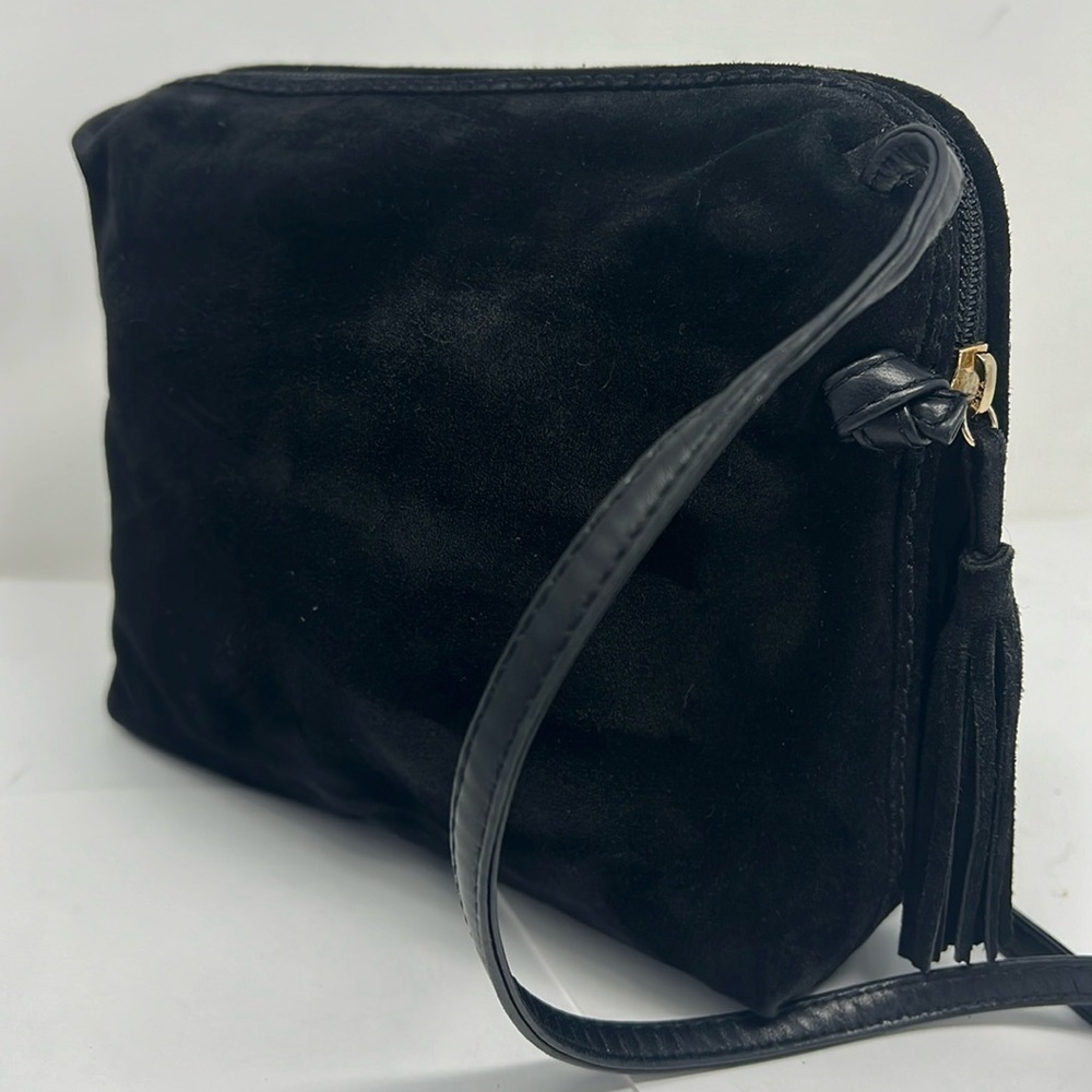 Bottega Veneta Black Suede Pillow Zip Top Shoulder Crossbody Bag